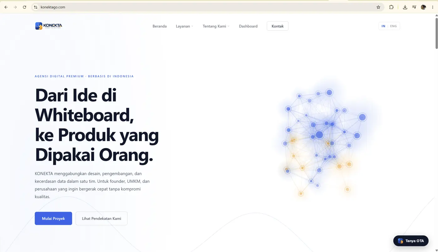 Tampilan proyek web Konektago