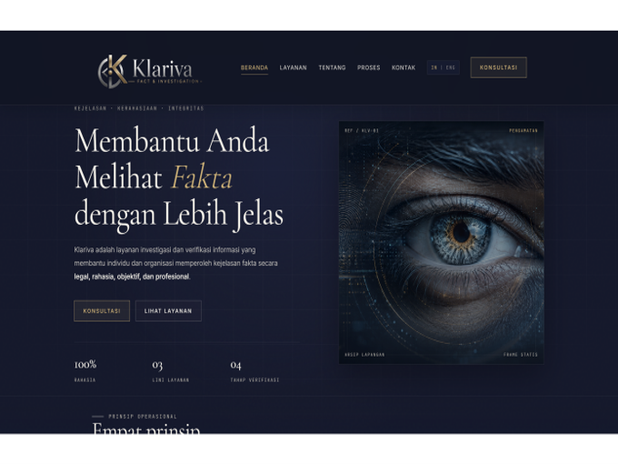Tampilan situs Klariva