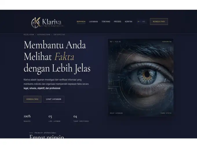 Tampilan situs Klariva